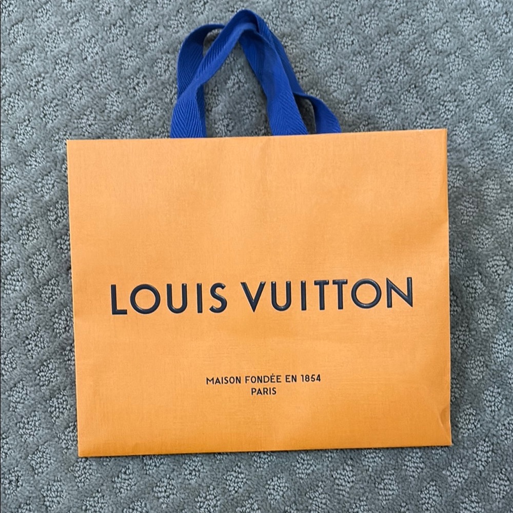 Louis Vuitton Vibrant Orange Tote with Blue Handles